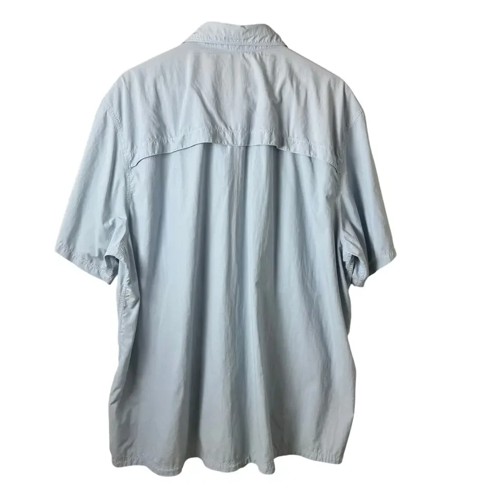 North Face Shirt Mens XXL Fishing Blue Rip Stop Short Sleeve Work Vented Camp